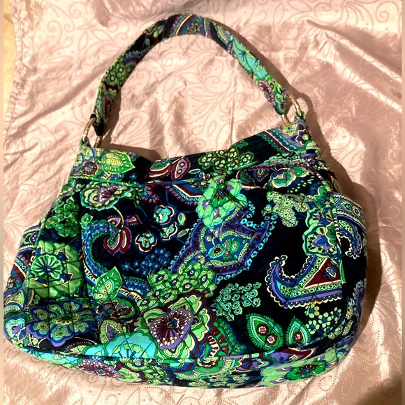 Vera Bradley Green Paisley Pattern Floral Pattern - Small Handbag - Picture 1 of 3
